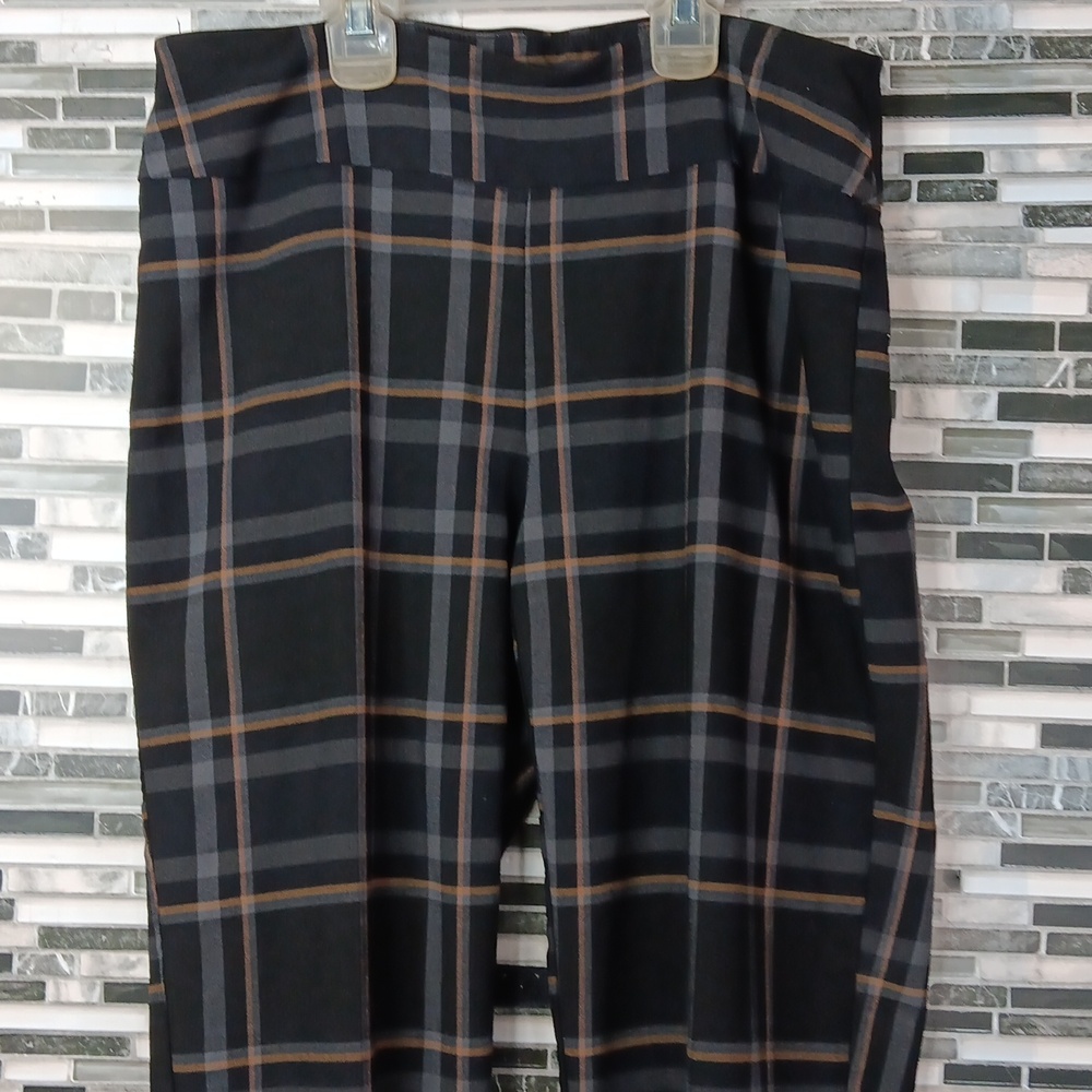 Womens 8 Black Gold & Grey Plaid Pants Dark Academia Holidaygoth Goth